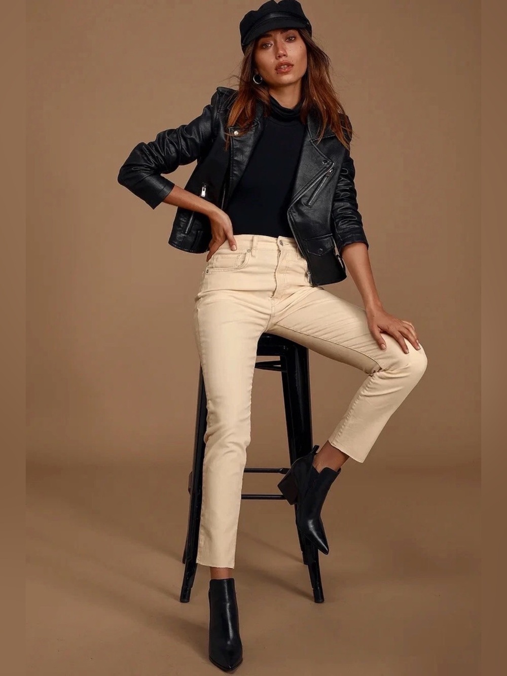 Free People Velvet Skinny Pants Neutral Minimalist